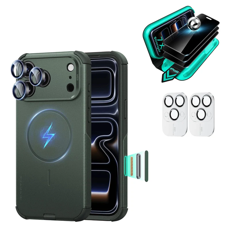 iPhone 18 Pro Max Bundle Cyber Tough Magnetic Case & Armorite®️ Privacy Screen Protector - Olive Green