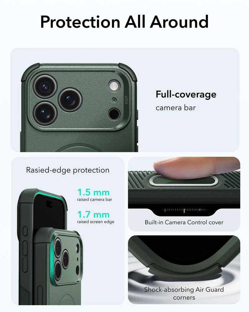 iPhone 18 Pro Max Cyber Tough Magnetic Case with Camera Control - Olive Green