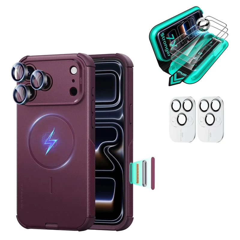iPhone 18 Pro Max Bundle Cyber Tough Magnetic Case & Armorite®️ Screen Protector - Deep Burgundy