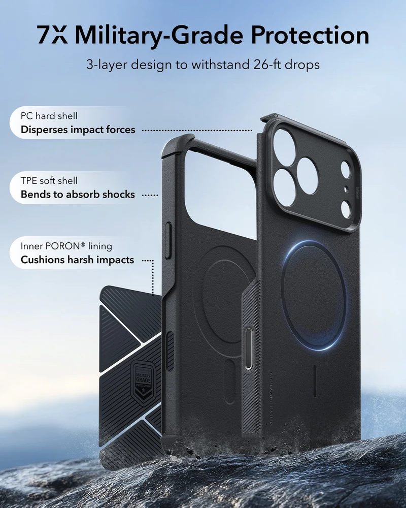 iPhone 18 Pro Max Cyber Tough Magnetic Case with Camera Control - Black