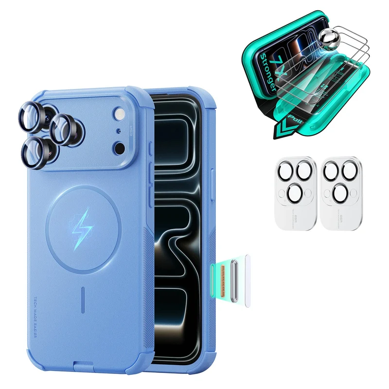 iPhone 18 Pro Bundle Cyber Tough Magnetic Case & Armorite®️ Screen Protector - Misty Blue