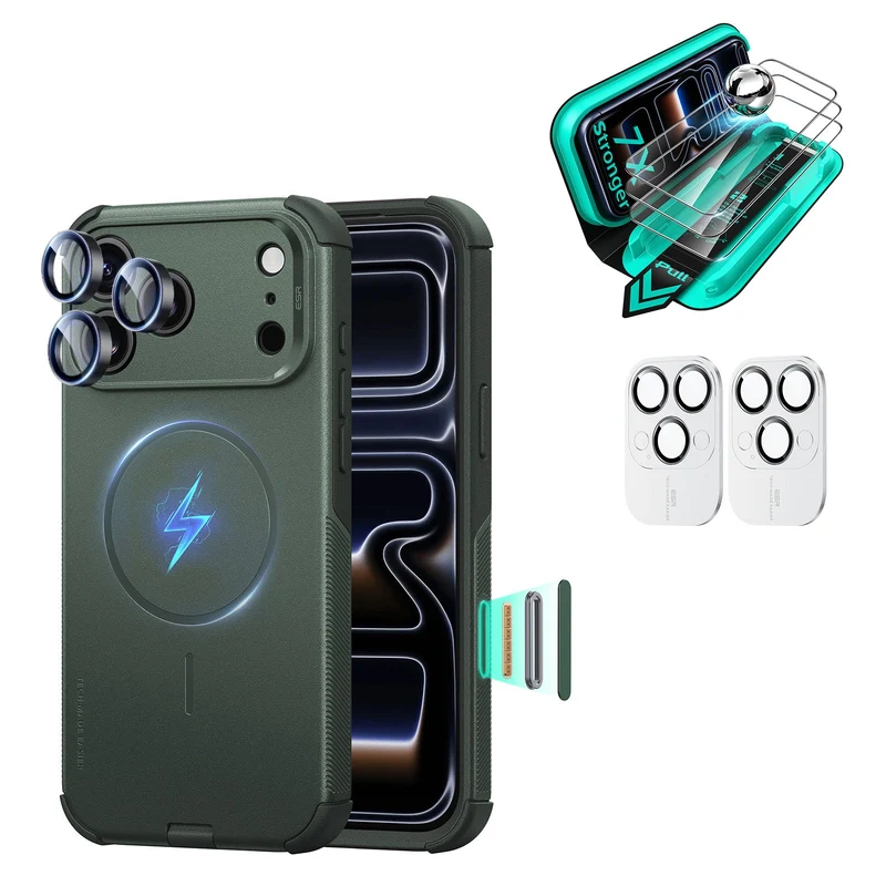 iPhone 18 Pro Bundle Cyber Tough Magnetic Case & Armorite®️ Screen Protector - Olive Green