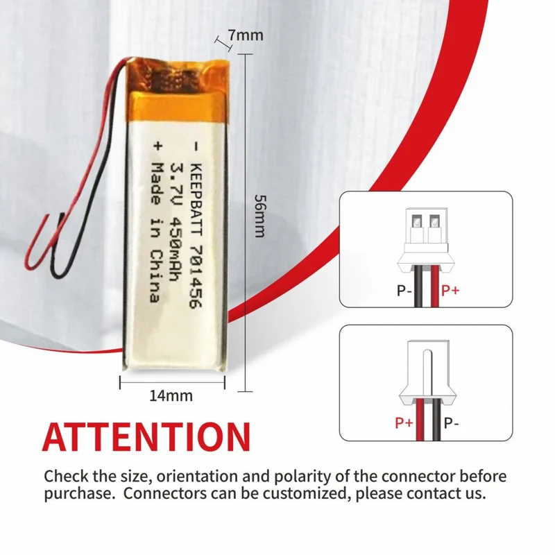 701456 Lipo 3.7V 450mAh Rechargeable Lithium Polymer Battery for E-Reader
