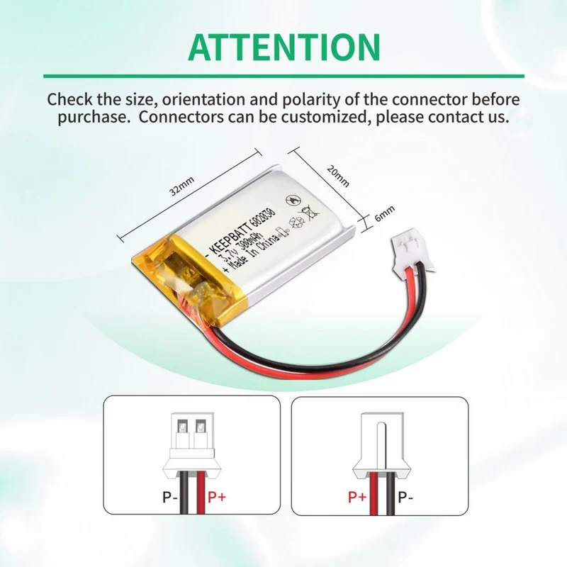 602030 Lipo 3.7V 300mAh Lithium Polymer Battery for Bluetooth Headsets