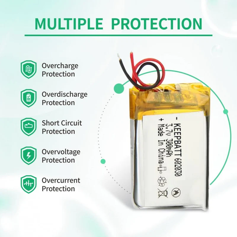 602030 Lipo 3.7V 300mAh Lithium Polymer Battery for Bluetooth Headsets