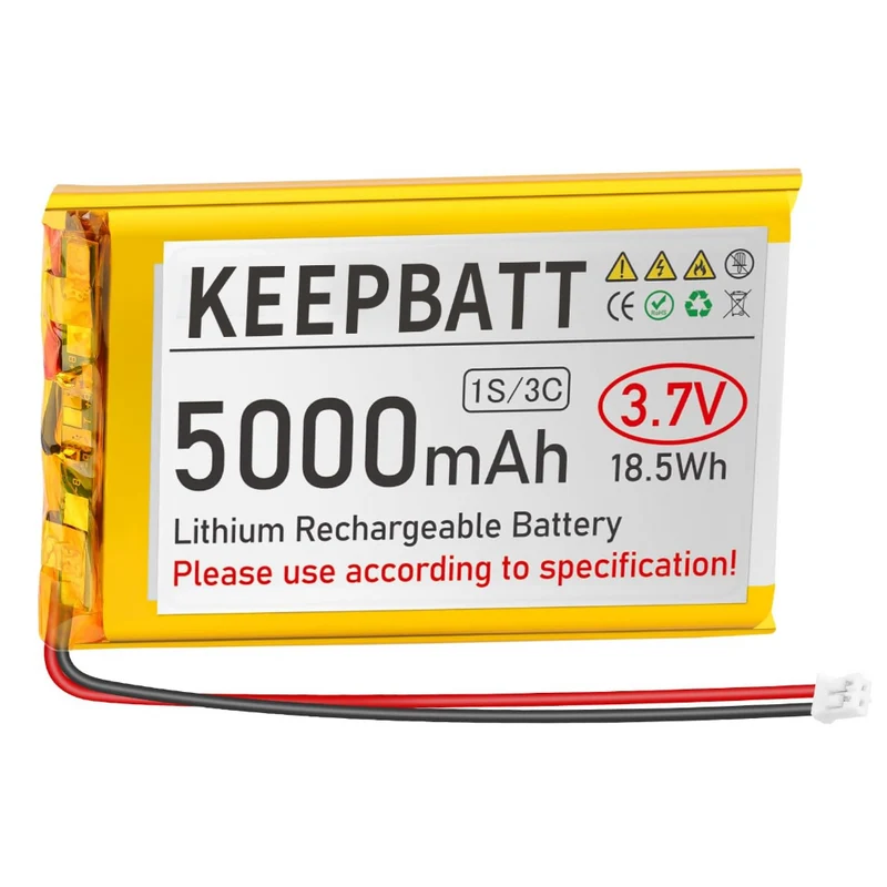 3.7V 5000mAh 105080 LiPo Battery Rechargeable 1S 3C with PCB PH2.0 Plug for Arduino ESP32 Board RPI