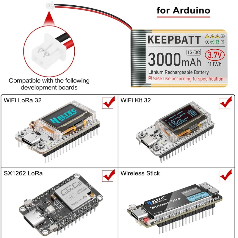 3.7V 3000mAh 103665 LiPo Battery Rechargeable 1S 3C with PCB for Arduino ESP32 Development Board