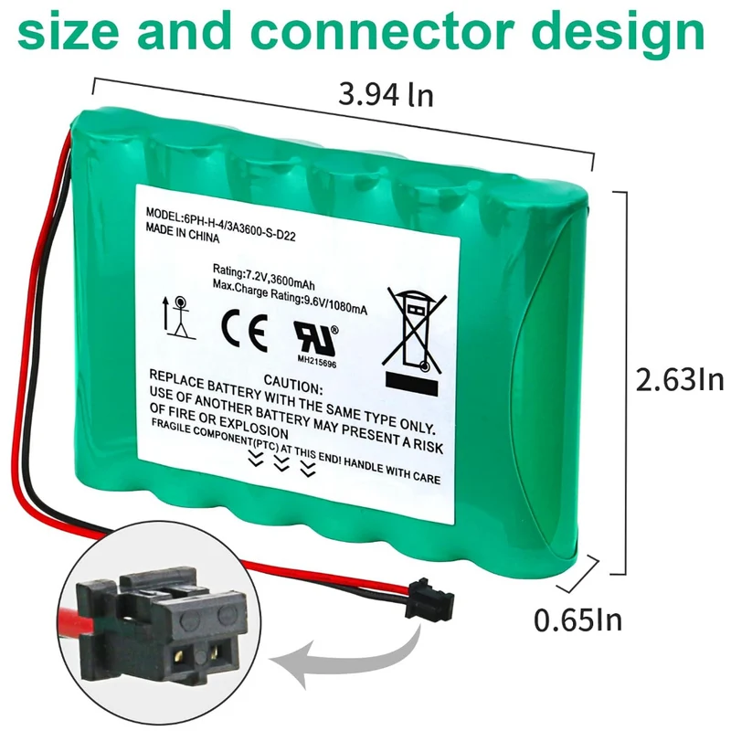 7.2V 3600mAh Ni-MH Replacement Battery for DSC 6PH-H-4/3A3600-S-D22 DSC IMPASSA 9057 SCW9055 BH7236-SS Wireless Home Security System