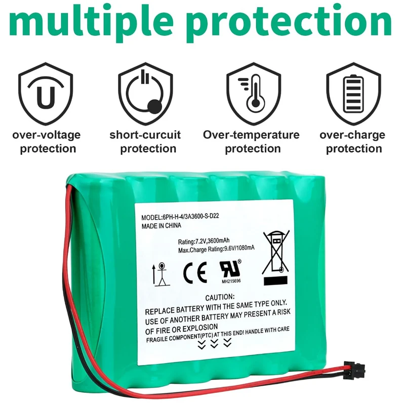 7.2V 3600mAh Ni-MH Replacement Battery for DSC 6PH-H-4/3A3600-S-D22 DSC IMPASSA 9057 SCW9055 BH7236-SS Wireless Home Security System