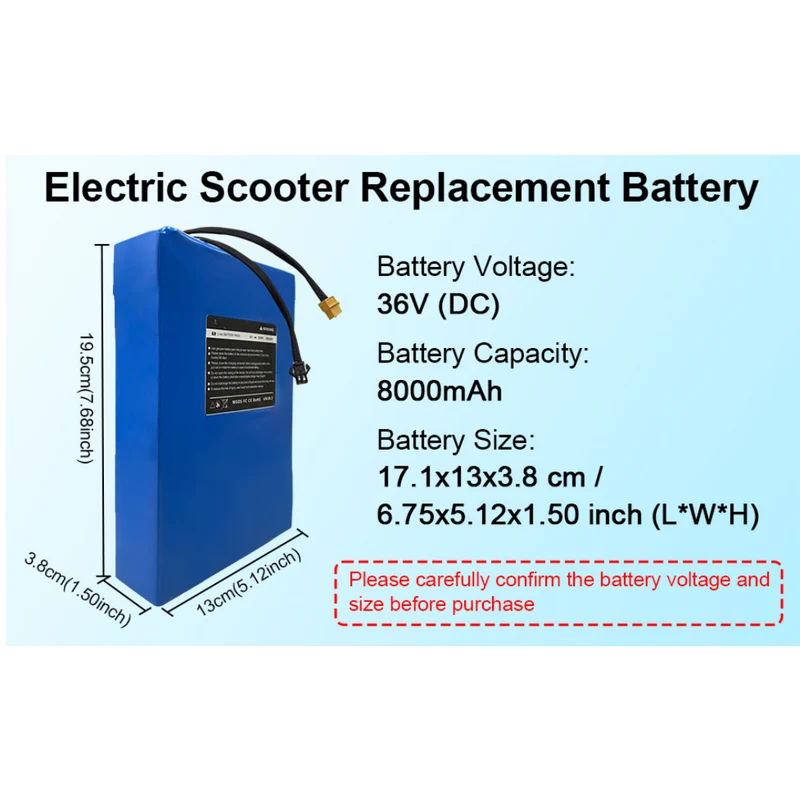 36V 8Ah Replacement Battery High Capacity Lithium Battery for Phantomgogo R1 E-Scooter