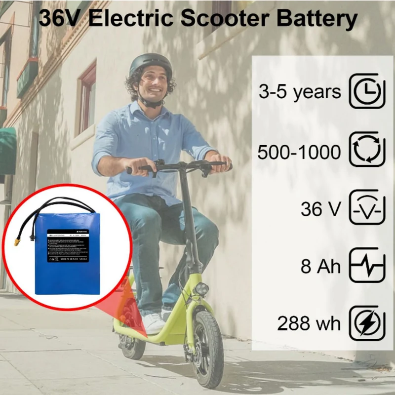 36V 8Ah Replacement Battery High Capacity Lithium Battery for Phantomgogo R1 E-Scooter