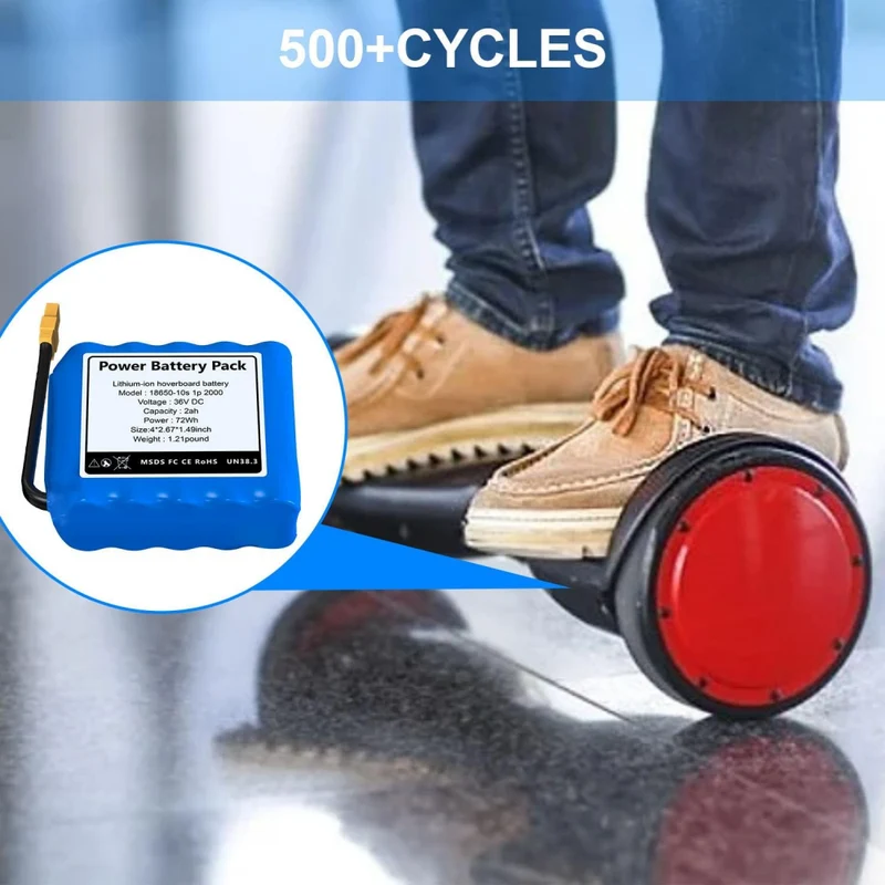 Replacement 36V 2Ah Hoverboard Battery High Capacity Lithium Battery for Hoverboards