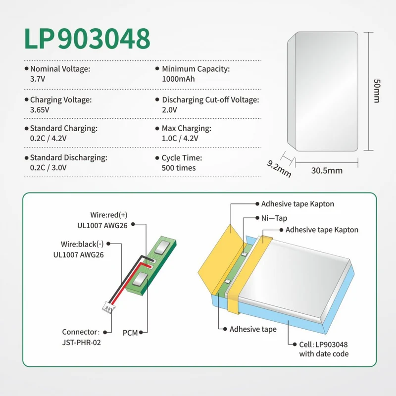 903048 Lipo 3.7V 1000mah Lithium Polymer Battery for RC helicopter