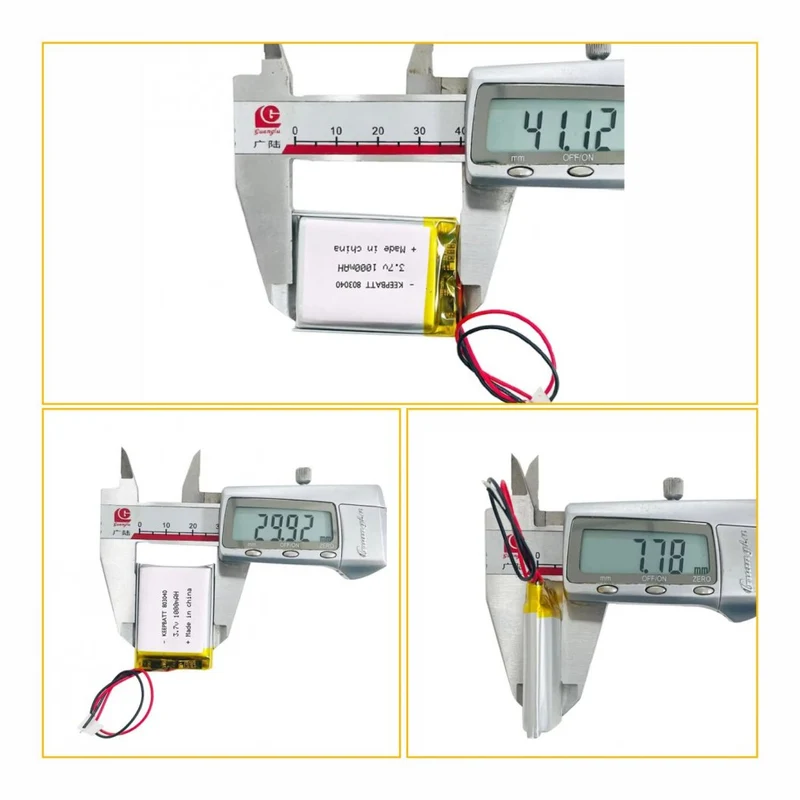 803040 Lipo 3.7V 1000mAh Rechargeable Lithium Polymer Battery for GPS