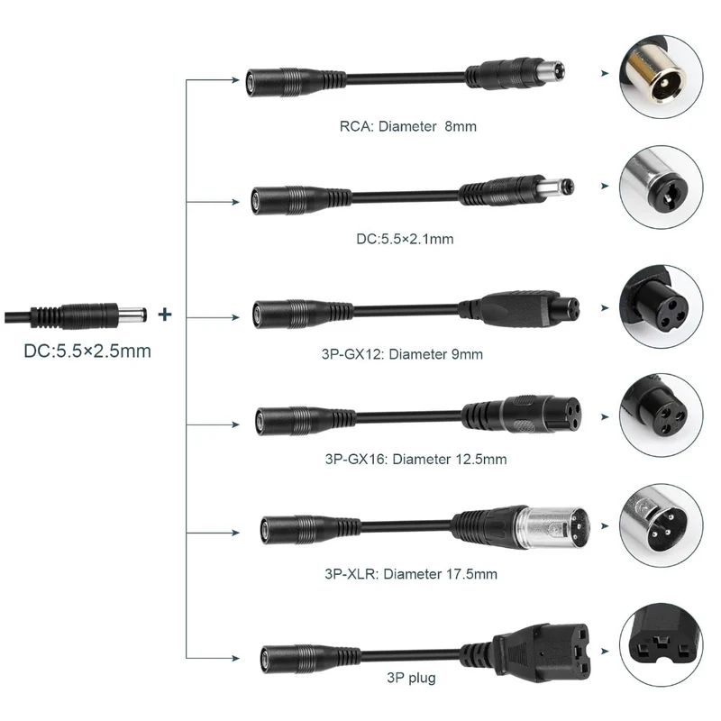 42V 2A Universal Scooter Charger with 7 Connections for 36V 10S Li-ion Battery 7 In 1 E-Scooter Charger for Jetson Gotrax Ninebot Bike