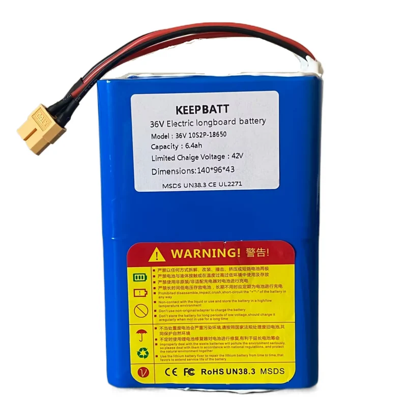 High Capacity 36V 6.4Ah Replacement Battery for WowGo 2S/ KT/ Mini/ W3 Electric Skateboard Longboard