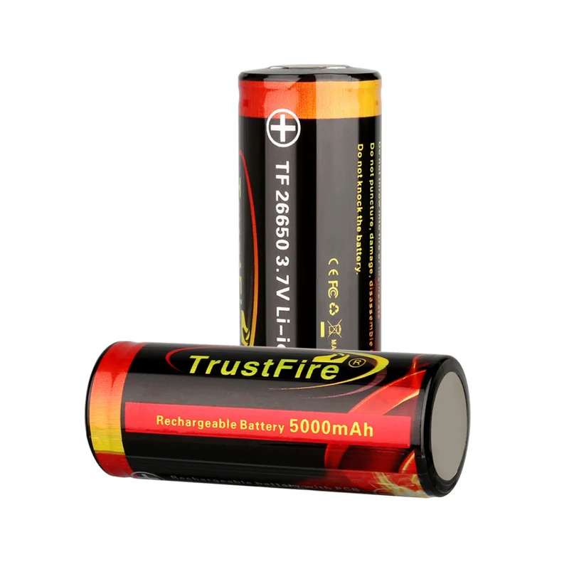 26650 Rechargeable 3.7V 5000mAh Li-ion Battery with Protected Board for LED Flashlight Torch Light