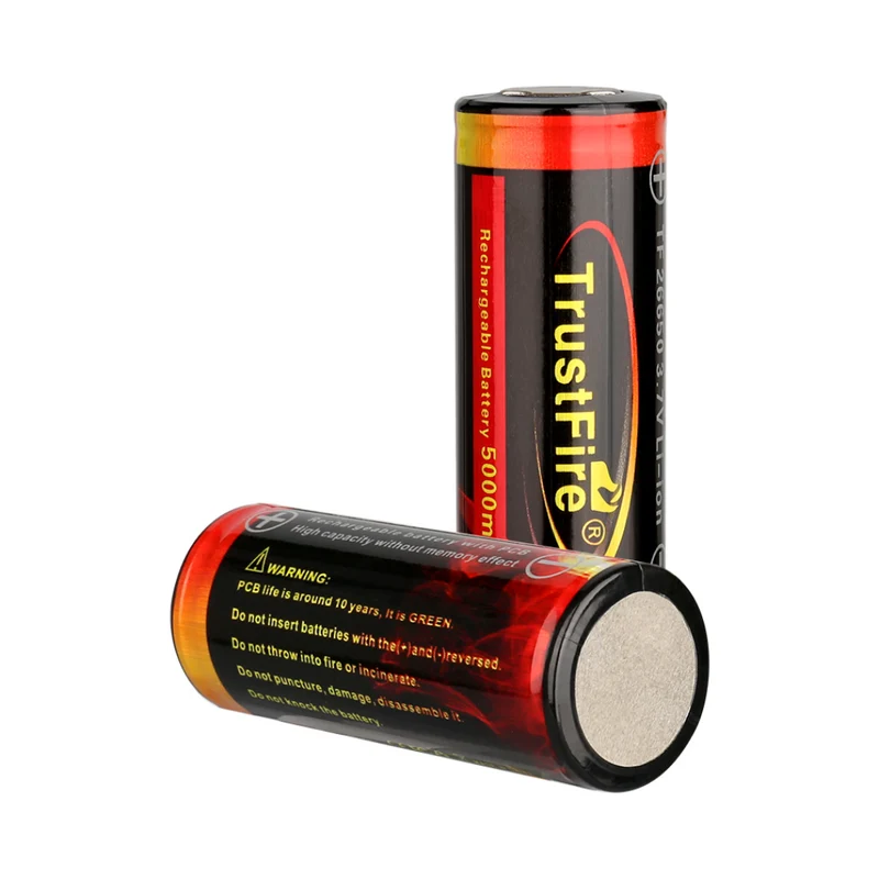 26650 Rechargeable 3.7V 5000mAh Li-ion Battery with Protected Board for LED Flashlight Torch Light