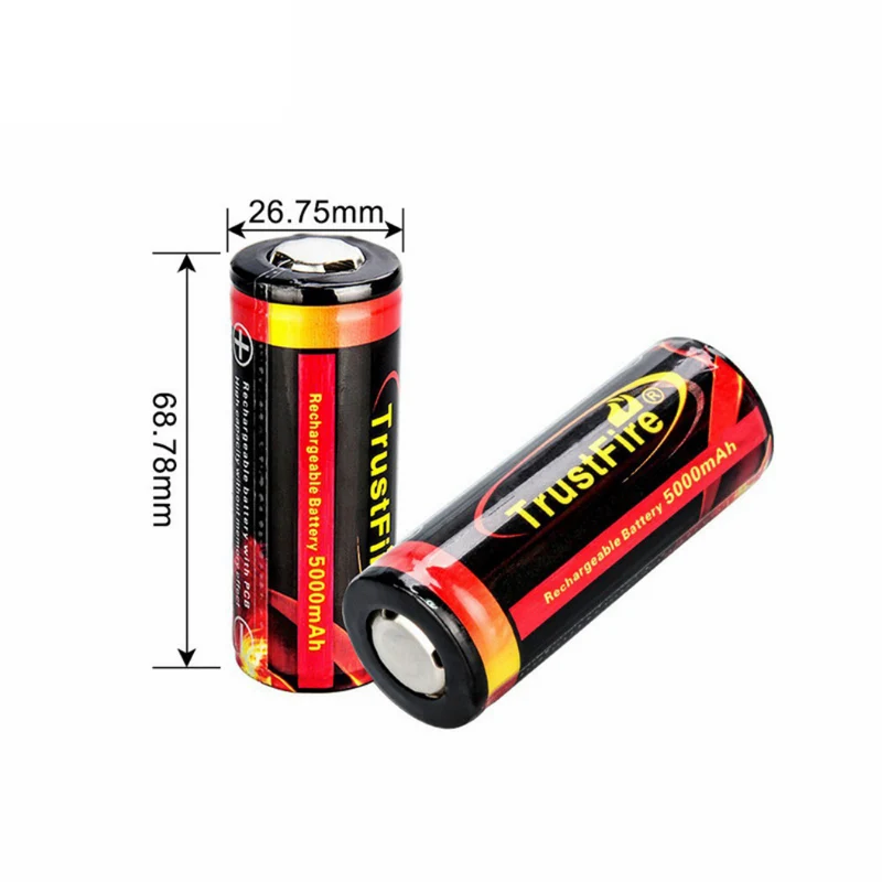 26650 Rechargeable 3.7V 5000mAh Li-ion Battery with Protected Board for LED Flashlight Torch Light