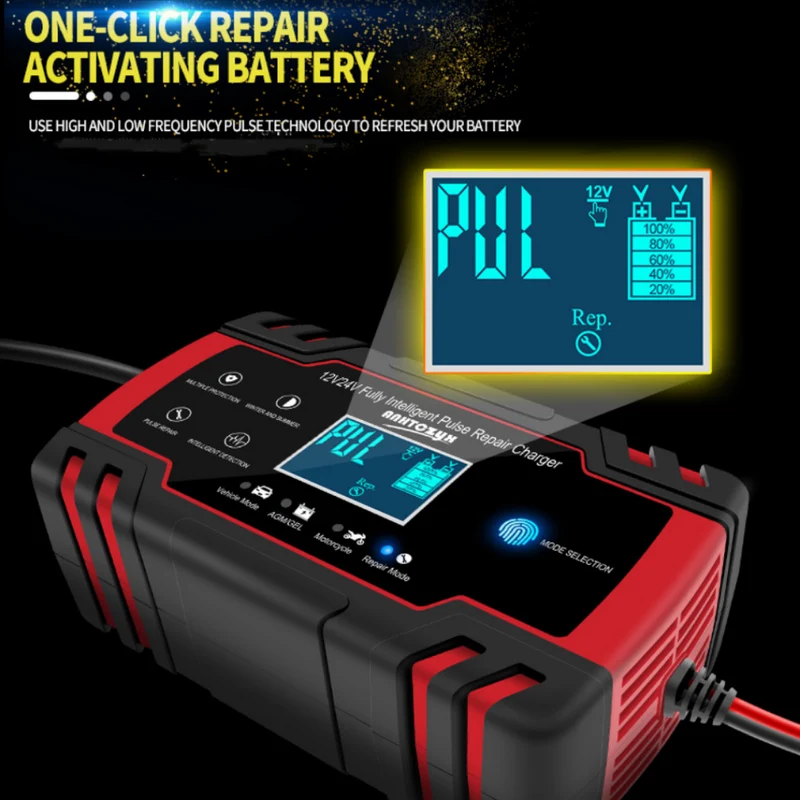 12V Car Battery Charger 24V Volt Motorcycle Battery Lead Acid Battery Repair Type AGM