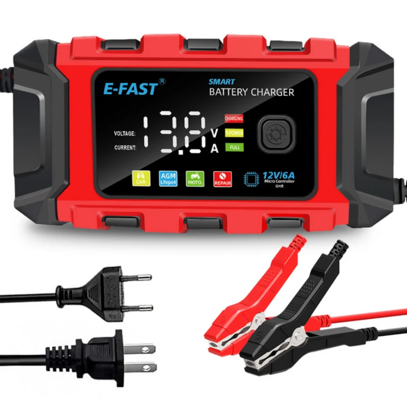 E-FAST Lead Acid Lithium Iron Battery Charger 12V Automotive Battery TK360 Charger for Motorcycle Battery Charge