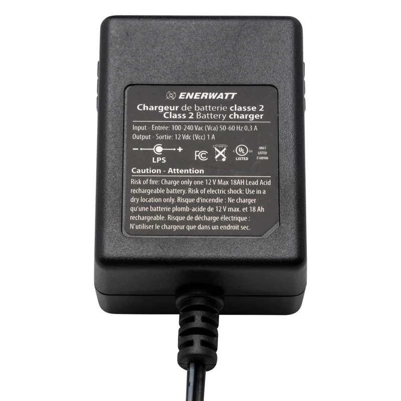 EWC12-1 Enerwatt 12V 1A Automatic Charger with Clips