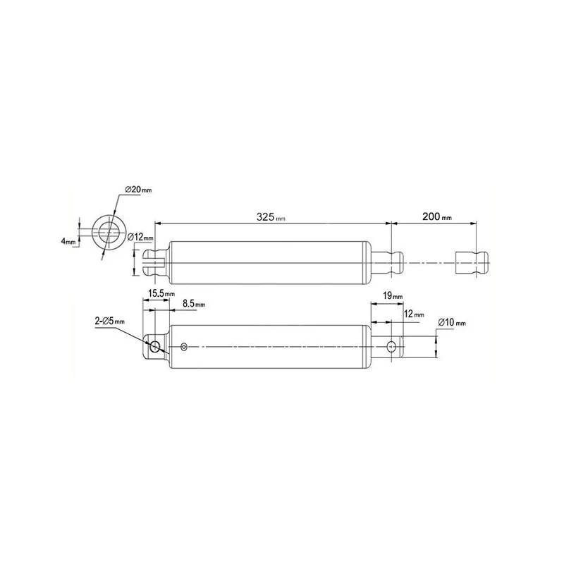 Course 200 mm Vérin Électrique Type Stylo 12V 24V Poussée 120N (Modèle: 0041584)