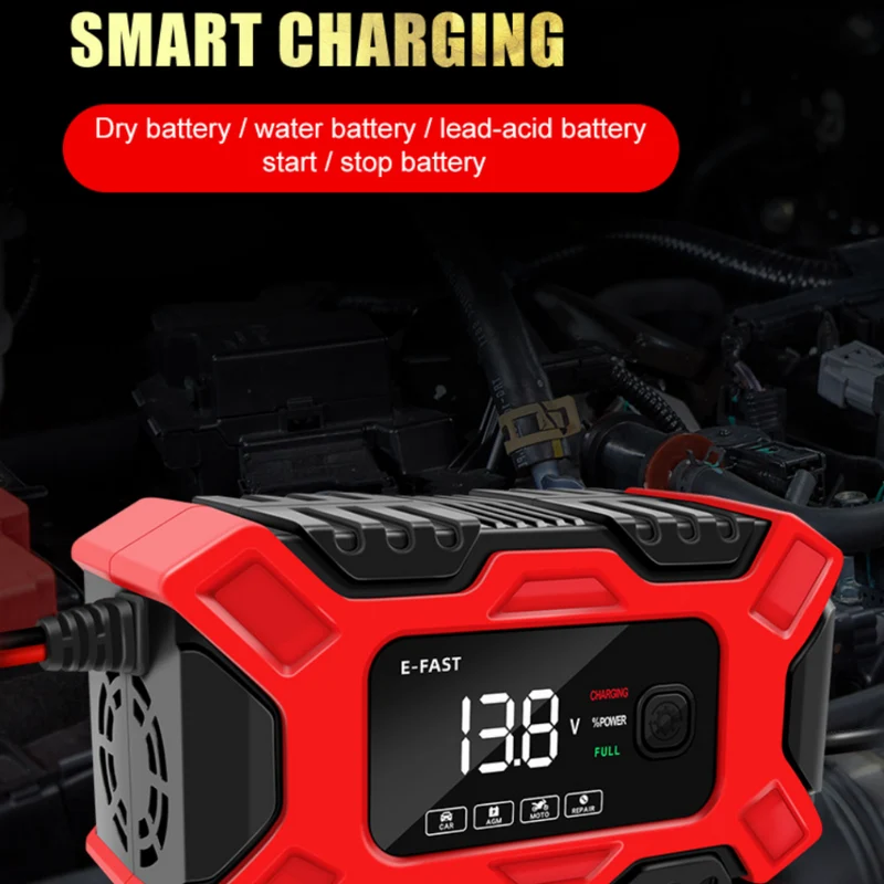 E-FAST Car Battery Charger Repair 12V Charger for Motorcycle Battery Charge Lead-acid Battery Charger