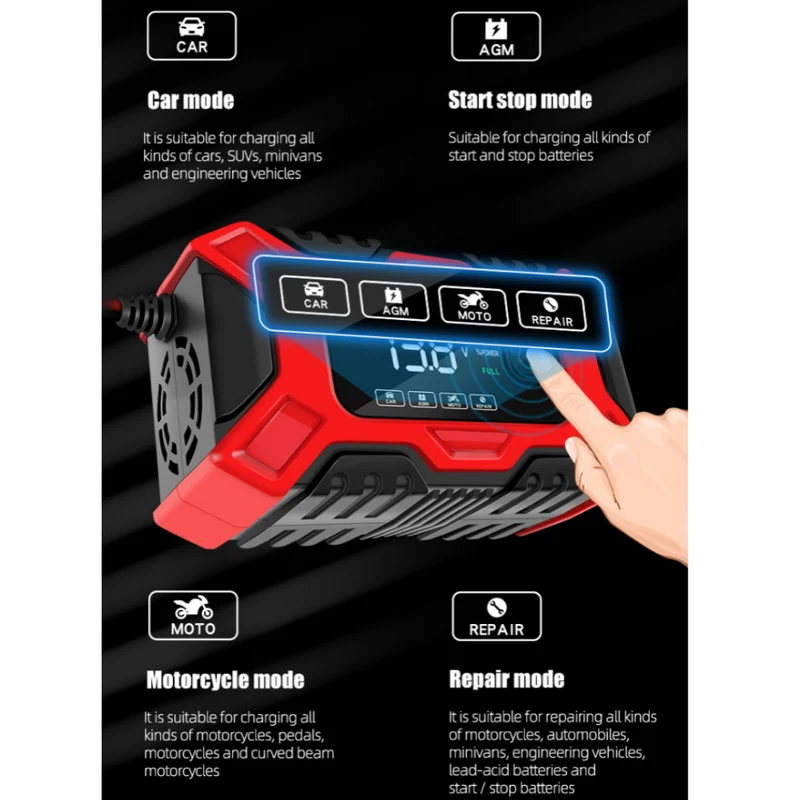 E-FAST Car Battery Charger Repair 12V Charger for Motorcycle Battery Charge Lead-acid Battery Charger