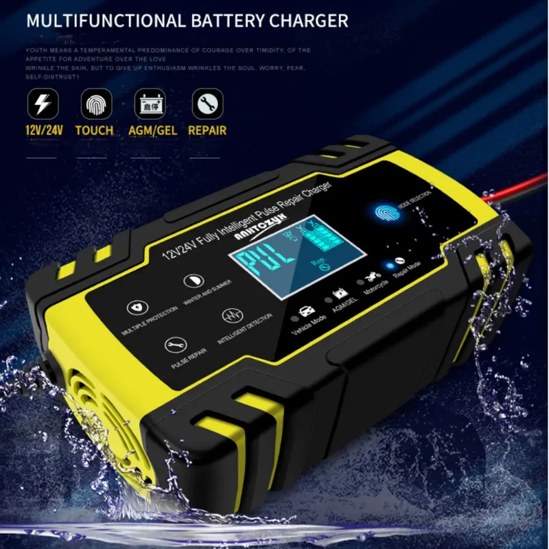 Anhtczyx 12V 24V Lead-acid Battery Charger Car Battery Charger for Motorcycle Battery AGM