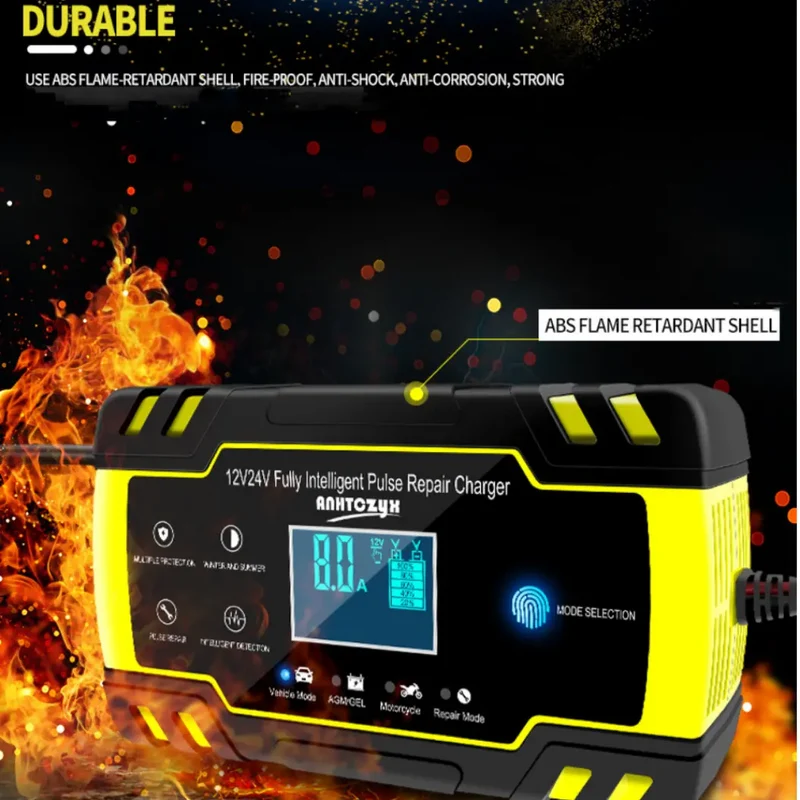Anhtczyx 12V 24V Lead-acid Battery Charger Car Battery Charger for Motorcycle Battery AGM
