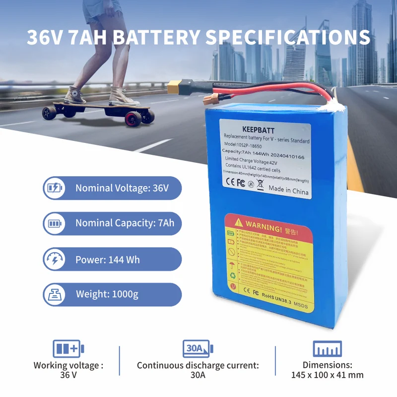 36V 7AH replacement e-scooter lithium battery e-skateboard for Meepo Shuffle S V4S V4