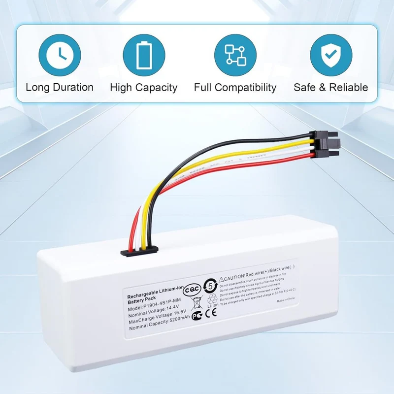 14.4V 5200mAh Robot Roborock Replacement Battery for Xiaomi 1C P1904-4S1P-MM Sweeping Vacuum Cleaner Mijia 1C Dreame MC1808 SKV4093GL