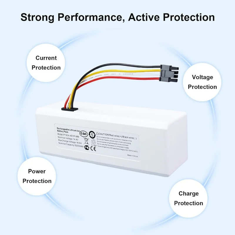 14.4V 5200mAh Robot Roborock Replacement Battery for Xiaomi 1C P1904-4S1P-MM Sweeping Vacuum Cleaner Mijia 1C Dreame MC1808 SKV4093GL