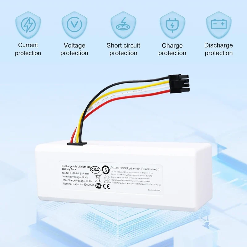 14.4V 5200mAh Robot Roborock Replacement Battery for Xiaomi 1C P1904-4S1P-MM Sweeping Vacuum Cleaner Mijia 1C Dreame MC1808 SKV4093GL
