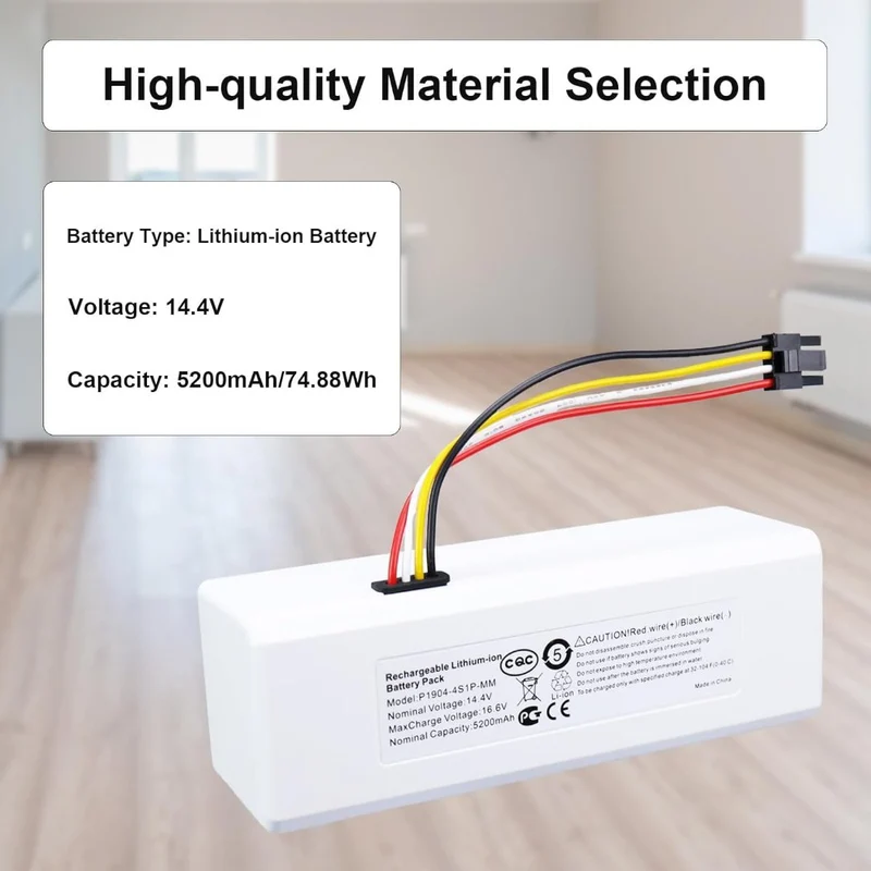 14.4V 5200mAh Robot Roborock Replacement Battery for Xiaomi 1C P1904-4S1P-MM Sweeping Vacuum Cleaner Mijia 1C Dreame MC1808 SKV4093GL
