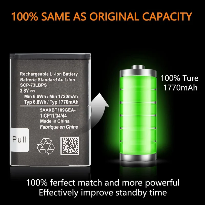 SCP-73LBPS 3.8V 1770mAh Battery for Kyocera DuraXV Extreme E4810 Verizon Flip Phone SCP73LBPS