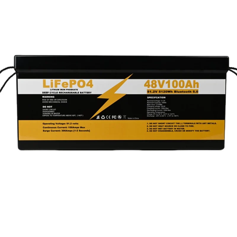 Lifepo4 48V 100AH Deep Cycle Rechargeable Battery Solar Lithium Ion Battery Pack With Bluetooth