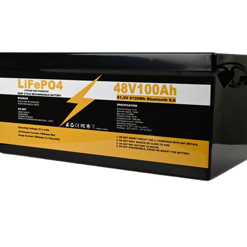 Lifepo4 48V 100AH Deep Cycle Rechargeable Battery Solar Lithium Ion Battery Pack With Bluetooth