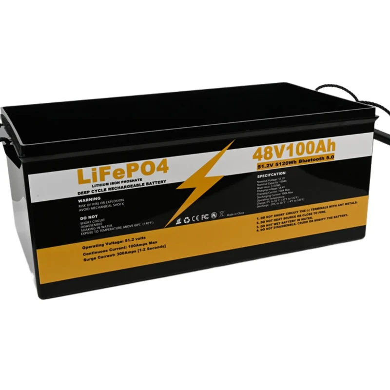 Lifepo4 48V 100AH Deep Cycle Rechargeable Battery Solar Lithium Ion Battery Pack With Bluetooth