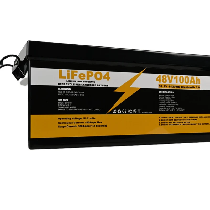 Lifepo4 48V 100AH Deep Cycle Rechargeable Battery Solar Lithium Ion Battery Pack With Bluetooth