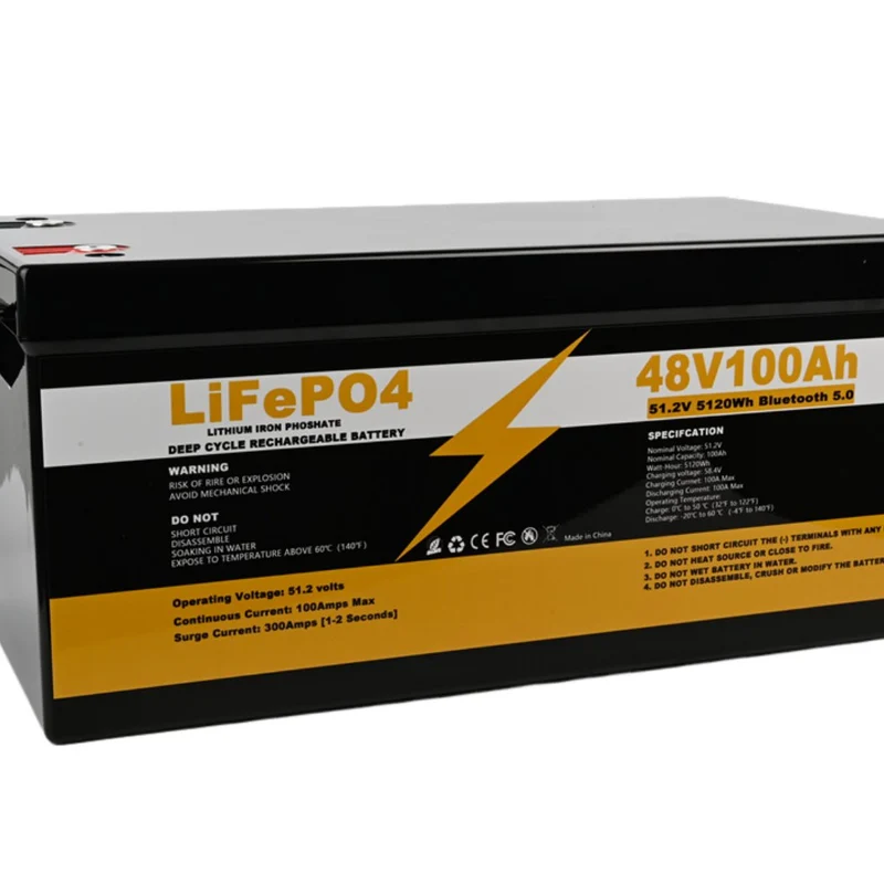 Lifepo4 48V 100AH Deep Cycle Rechargeable Battery Solar Lithium Ion Battery Pack With Bluetooth