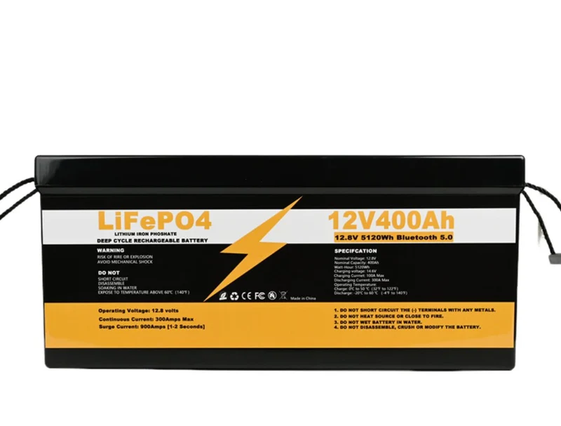 12V LiFePo4 12.8V 400AH Battery Home Energy Storage Lithium Ion Rechargeable Battery Pack with BMS BT