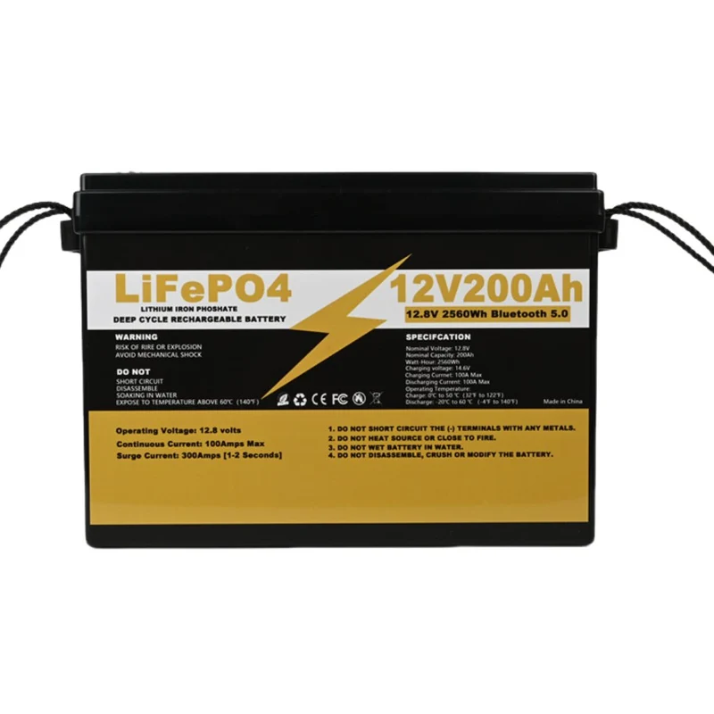 LiFePo4 12V 200AH Battery with Bluetooth BMS 12.8V Solar System Energy Storage Battery Pack for RV trailer