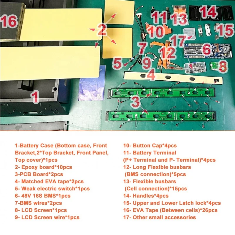 BATERYCORE Battery Case 16S 51.2V DIY Battery Kit 15KW Battery Pcak Box with BMS for 280Ah 302Ah 310Ah LFP Lifepo4 Battery Cell