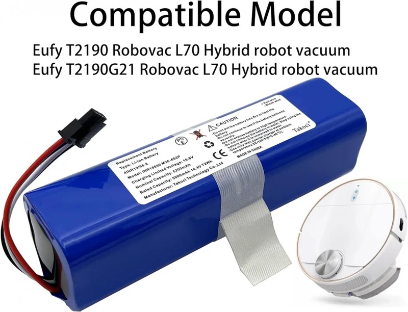 14.4V 5200mAh Battery for Eufy Robovac L70 Hybrid Series Robot Vacuum Lithium Ion Replacement Battery