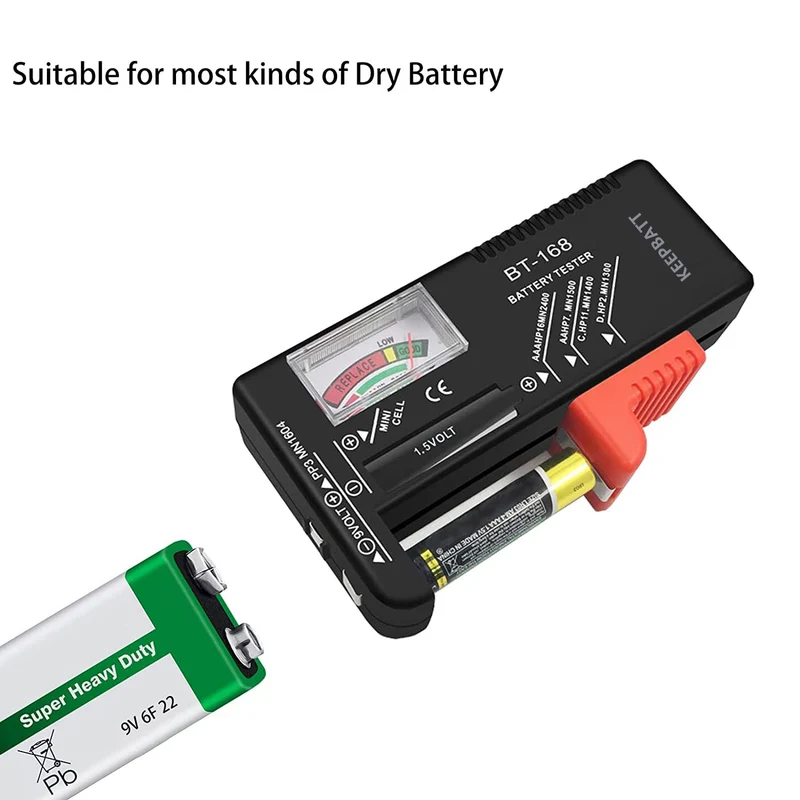 KEEPBATT Universal Battery Tester Checker for AAA AA C D 9V 1.5V Button Cell Batteries