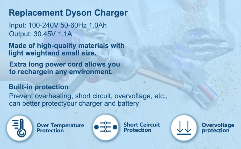 30.45V Charging Cable Charger for Dyson V10 V11 SV20 SV22 Vacuum Cleaner 6ft Dyson Power Supply