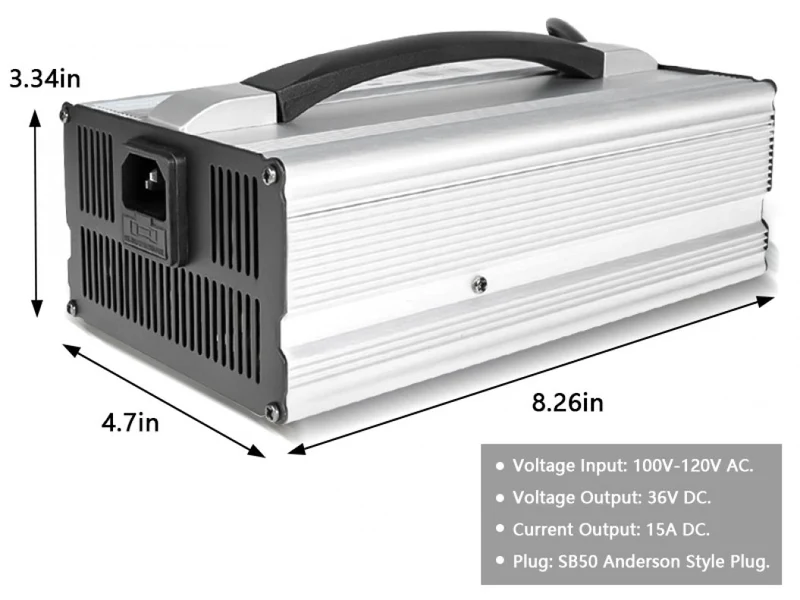 36V 15A Battery Charger Replacement for EZGO Marathon Golf Cart SB50 Style Plug Handle