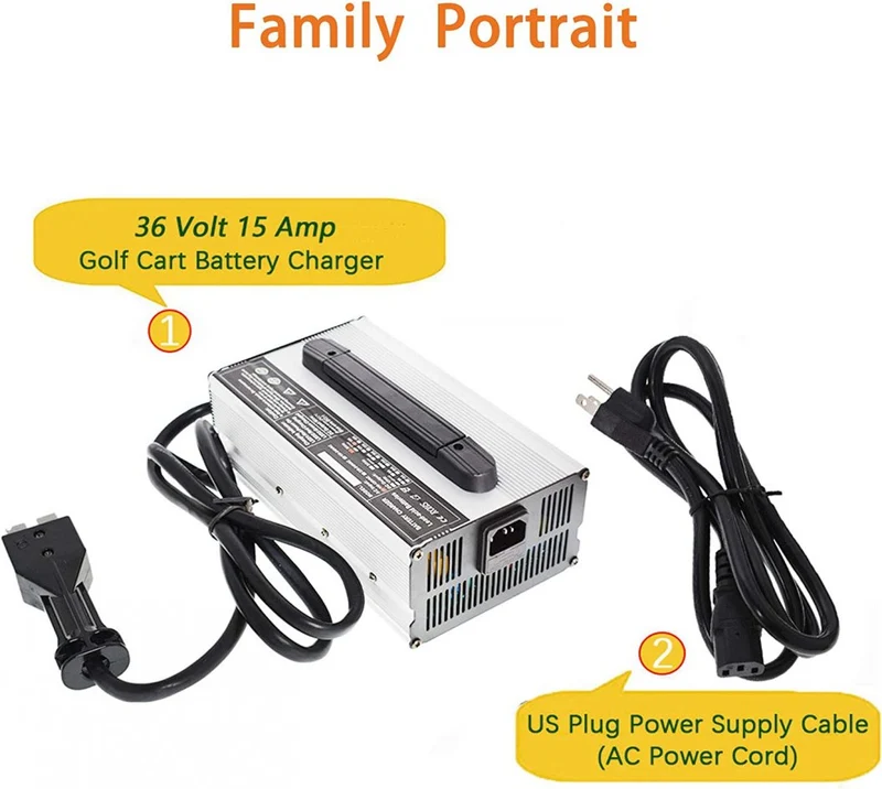 36V 15A Battery Charger Replacement for EZGO Marathon Golf Cart SB50 Style Plug Handle